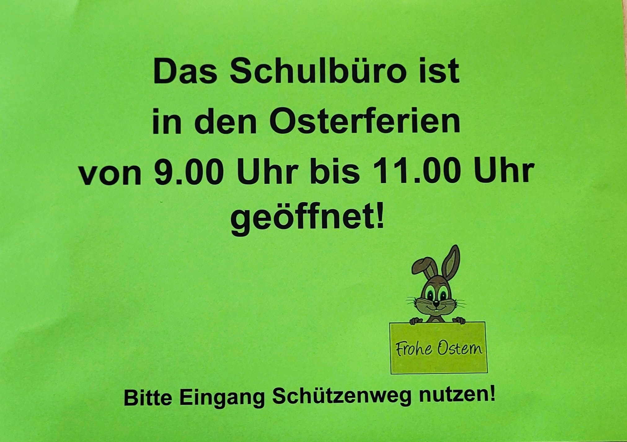 Read more about the article Öffnungszeiten des Schulbüros in den Osterferien